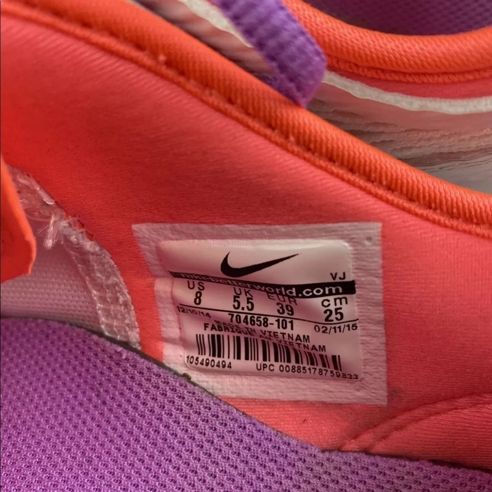 Nike Women's Zoom Fit Training Running Shoes Size 8 704658-101 White Purple Pink